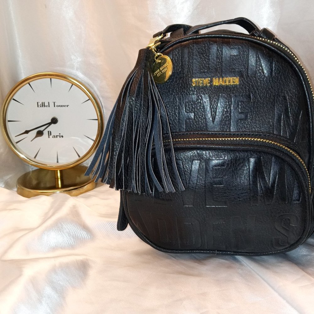 * Steven Madden, Black Backpack New without Tags, Beautiful Gold Hardware
